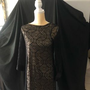 Black Crochet black dress with skin color slip